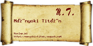 Mányoki Titán névjegykártya